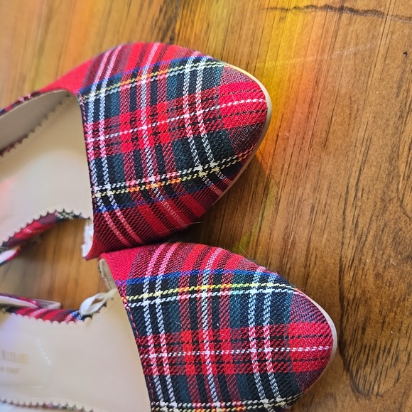Plaid Red Women's Flats - Picture 5 of 6
